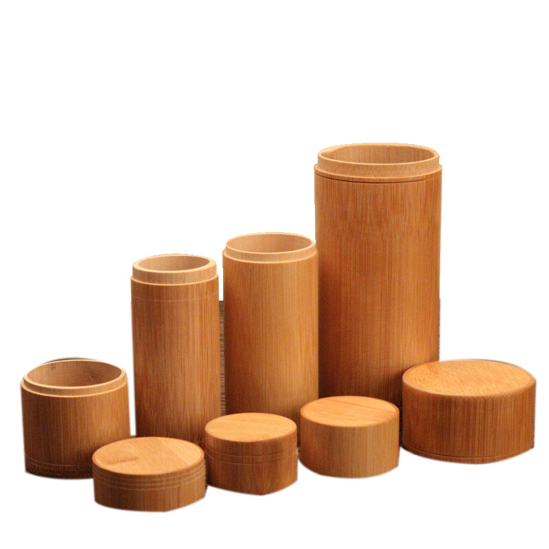 Pure Bamboo Straight Cylinder Tea Caddy Portable Tea Caddy Tea Storage Box for Home and Travel
