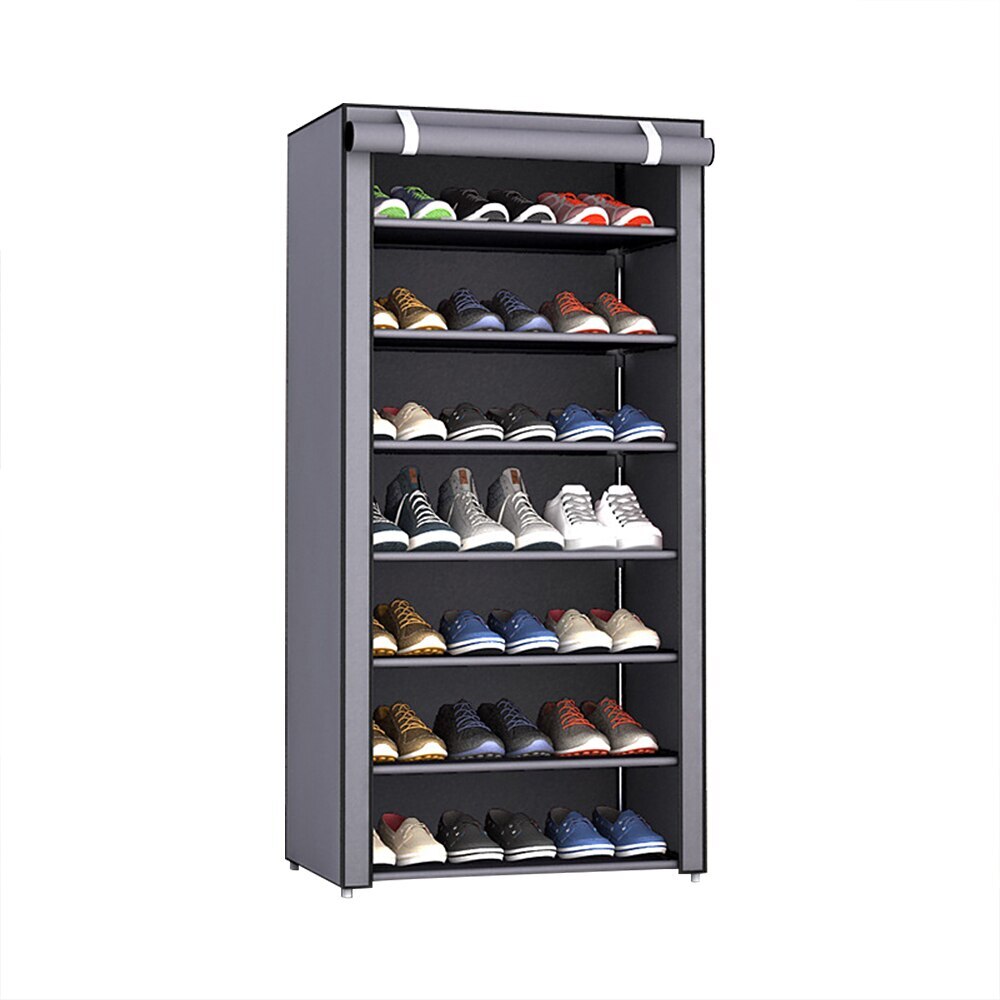 Multilayer Geweven Stof Afneembare Schoenenrek Stofdicht Schoen Kast Thuis Staande Houder Schoenen Organizer Ruimtebesparend Stand: Gray F8