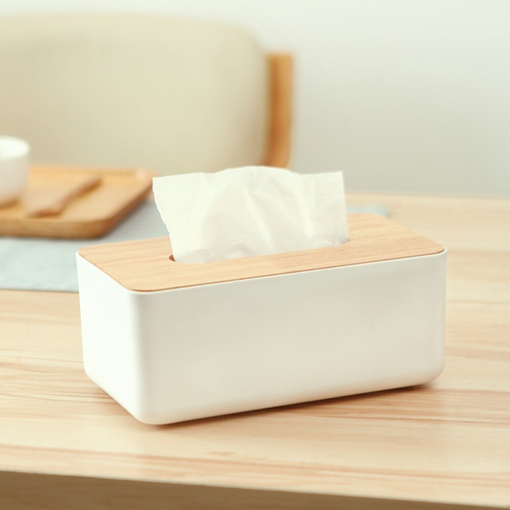 Plastic Tissue Doos Hout Bamboe Tissue Box Cover Ronde Witte Auto Tissue Houder Doos Voor Keuken Badkamer Wc Servet Container