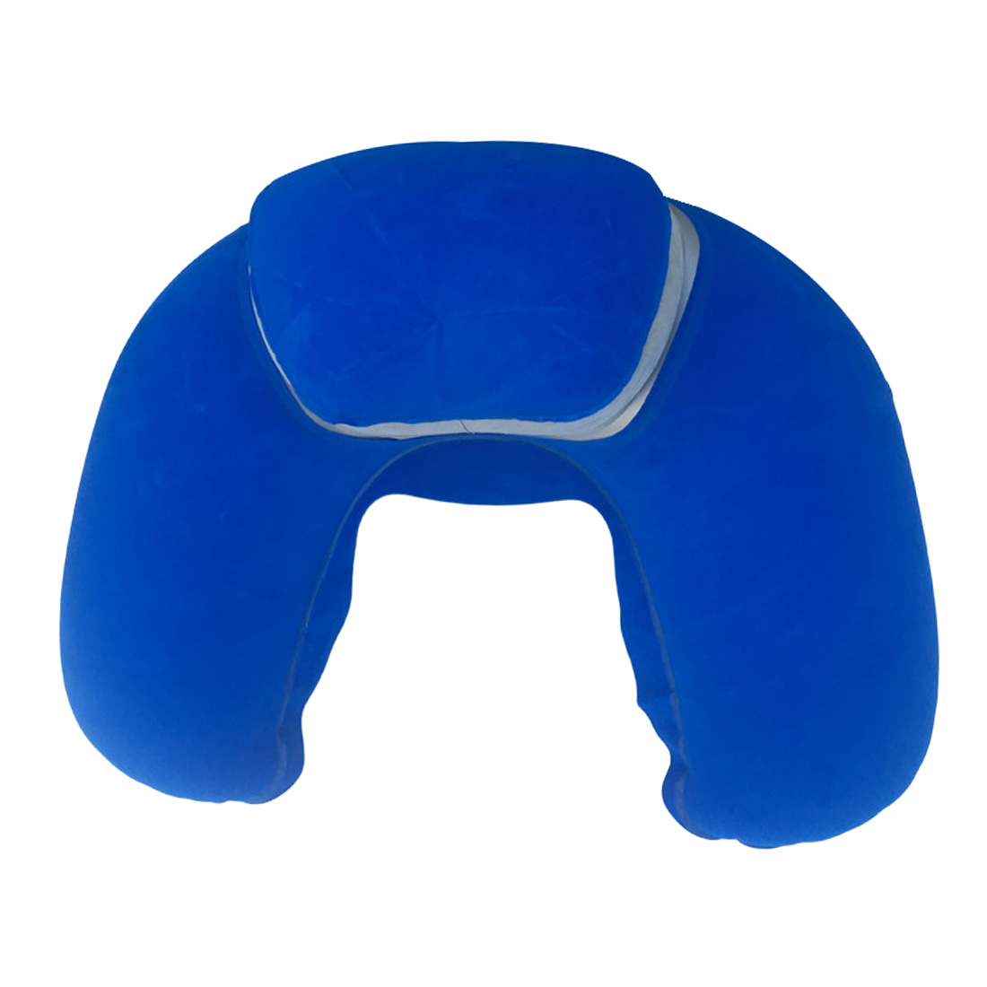 Draagbaar reiskussen, opblaasbaar nekkussen in u-vorm, opblaasbaar nekkussen, pvc-vlokkussen voor vliegreizen: Blauw