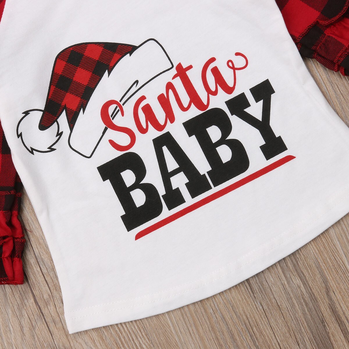 Merk kerst baby meisjes jongens sweatshirt tops letter santa baby xms hoed print geruite patchwork trui tops