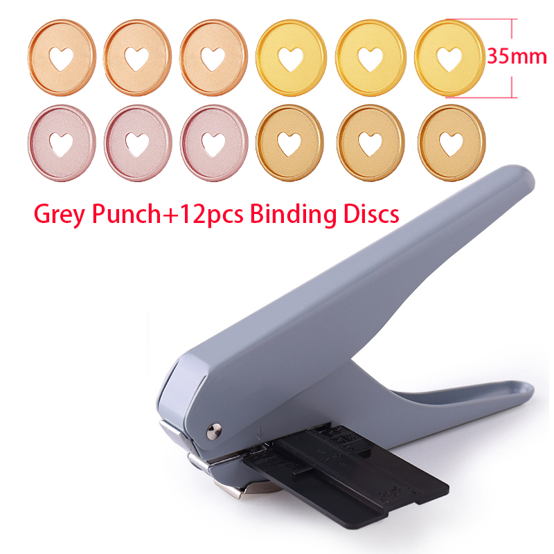 Metal Mushroom Hole Standard Punch T-shape Hole Book Punch Discs Binder Planner Binding Discs DIY Scrapbook Notebook Binder Ring: Grey Punch-Option 1