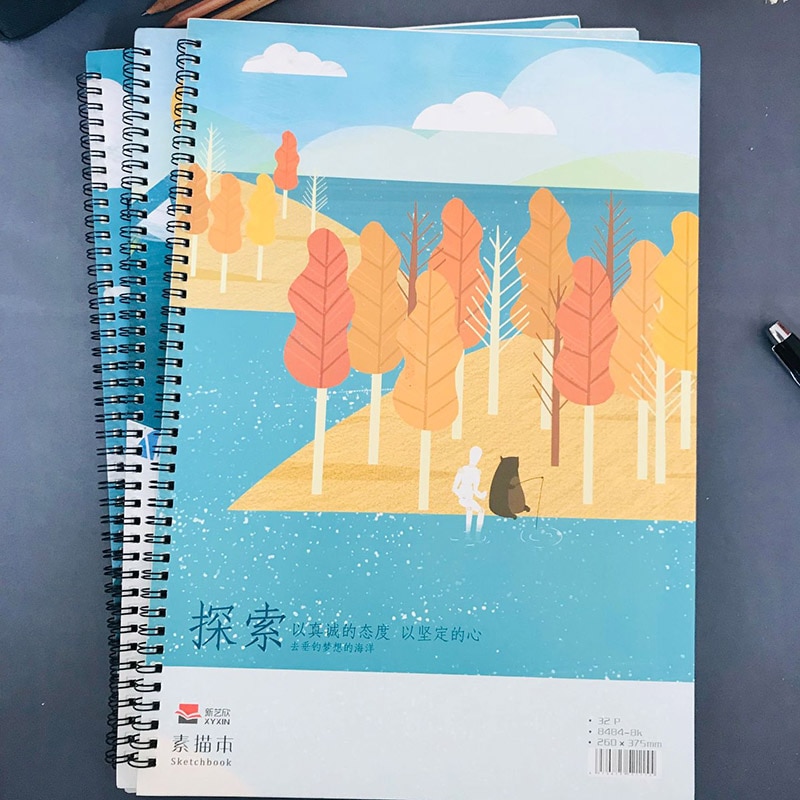 Landschapsschilderboek spiraalvormig schetsboek wit schetsboek om te tekenen 8k lege pagina's 32 pagina's kunst schoolbenodigdheden