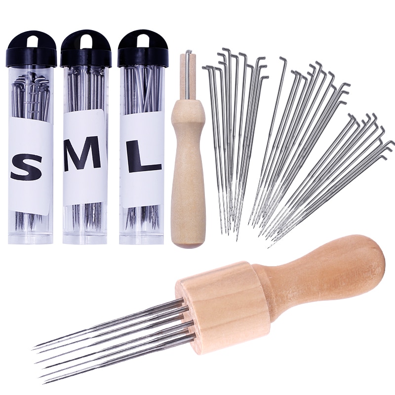 Lmdz 95 stk filt nåle kit filt nål håndværk sæt sdiy håndværk filt værktøj med træ håndtag med flaske håndlavet håndarbejde