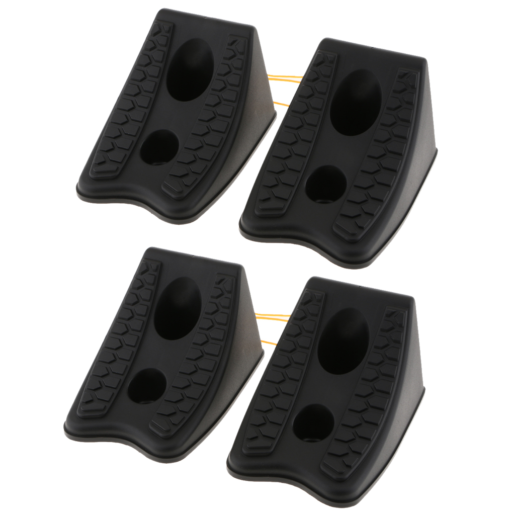 4 X Rubber Gland Wedge Trailer Wedges Wheel Chocks Stop Block Brake Wedges Gumshoes, Black