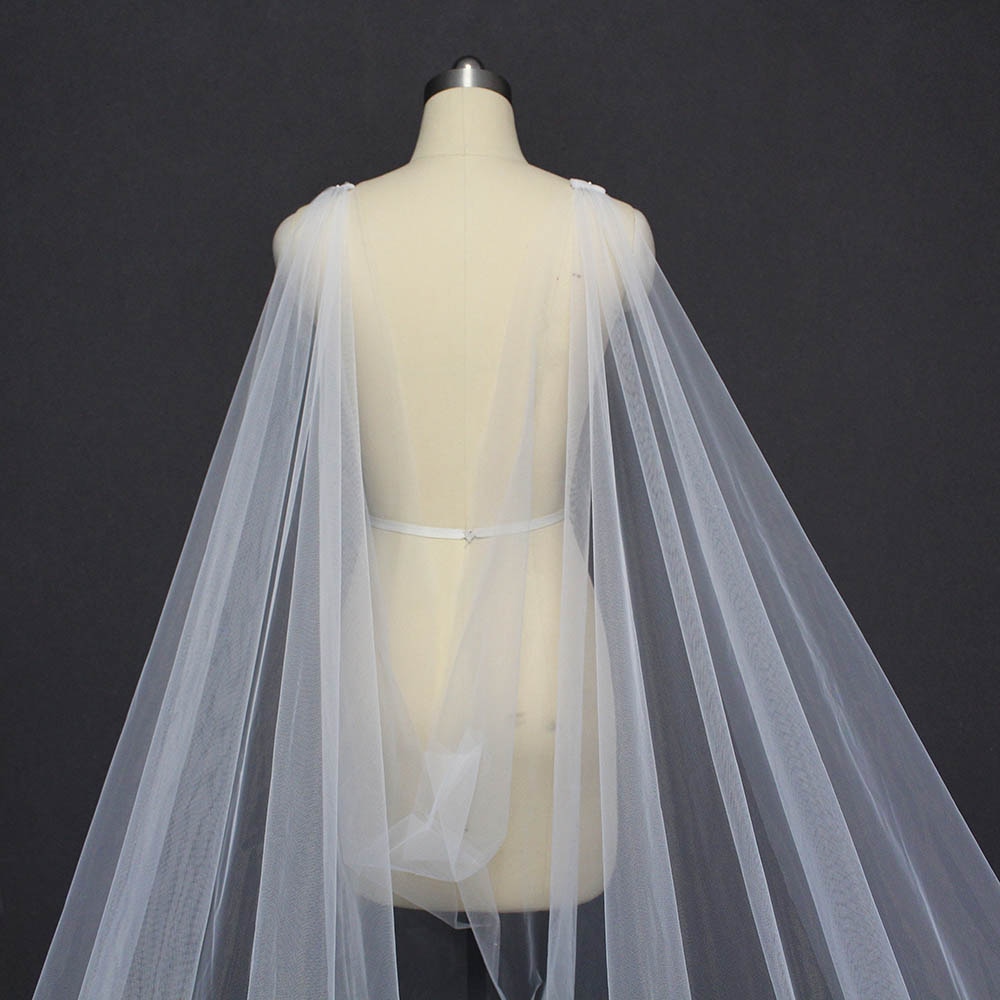 Cape de mariage longue en dentelle, 3.5 mètres, Photos réelles, boléro de mariage, blanc ivoire, pour robe de mariée