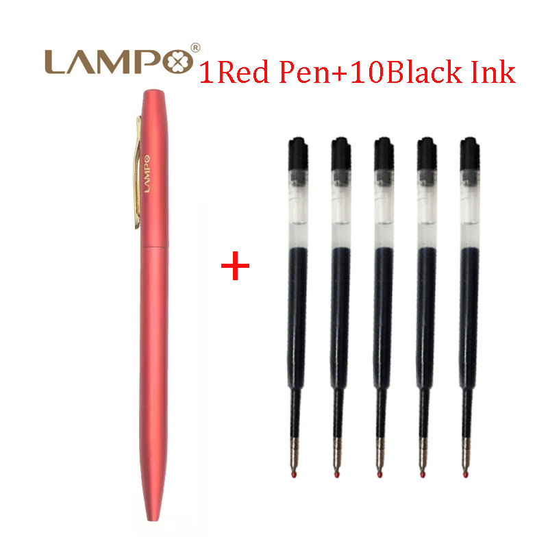 LAMPO Metal Sign Pens Luxury 0.5MM Black Gel Ink Pen Smooth Writing ручка Office School Stationery Supplies boligrafos: Lavender