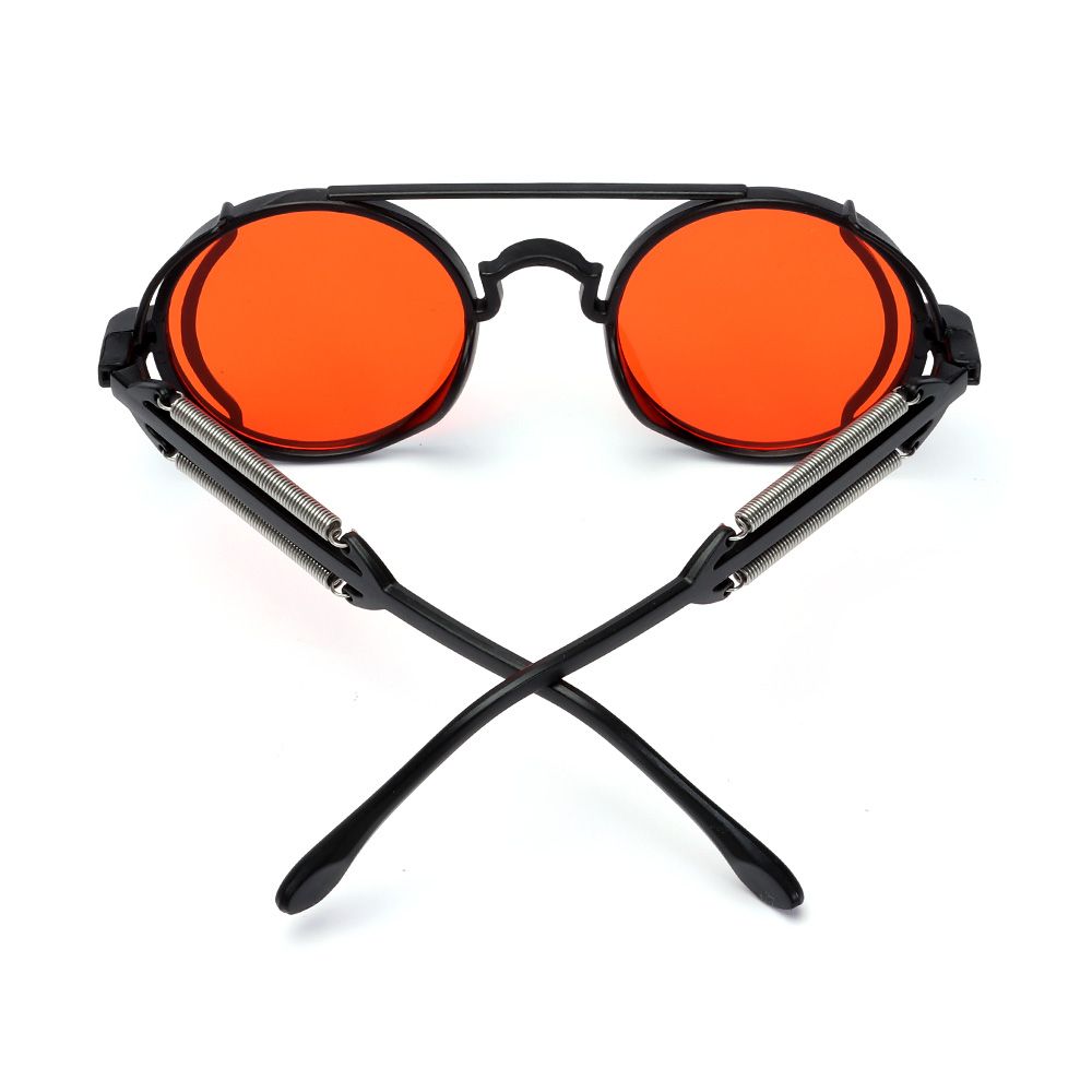 Gafas de sol Punk Steampunk, lentes de sol de doble patilla de primavera, redondas, a la , estilo gótico, protección UV400