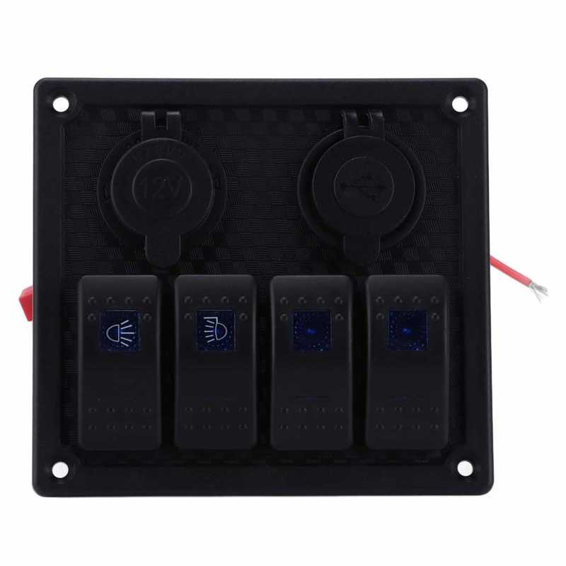 On Off Toggle Switch Multiple Protections LED Indicator 4 Gang Rocker Switch for 12‑24V Cars Trucks Boats