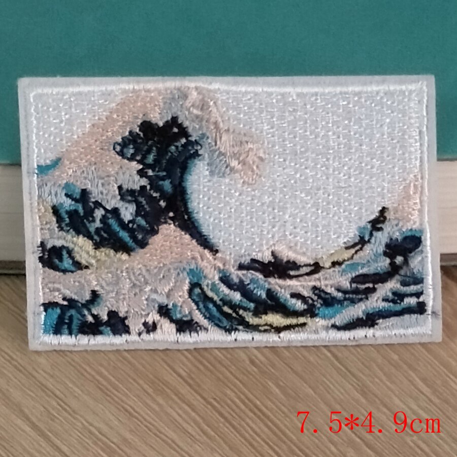Iron On Patch Whale/Sea Wave Patch Embroidery Patches For Clothing DIY Wilderness Badge Patches For Clothes Applique Accessory: PE4127CT