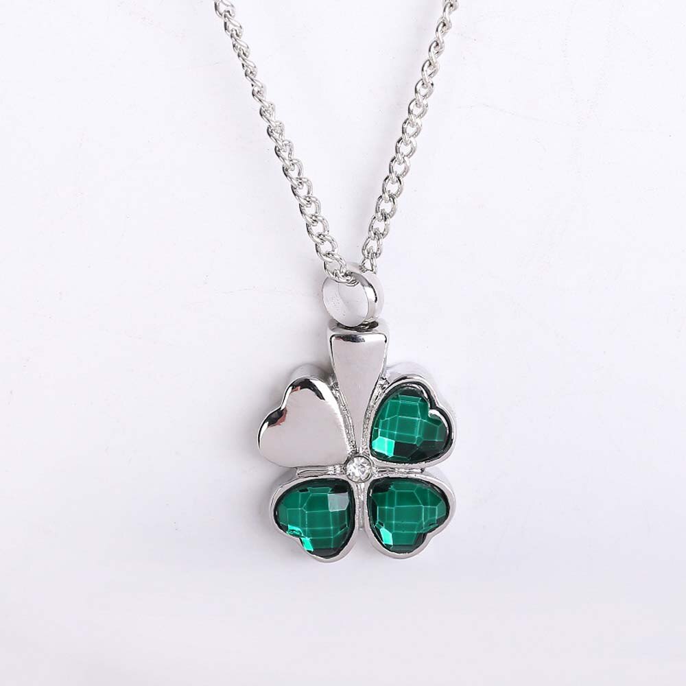 Collier de fiole d'urne de collier commémoratif de trèfle chanceux de pour la chaîne d'acier inoxydable de mémoire de bijoux de crémation de cendres: Default Title