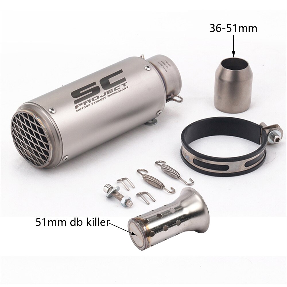 51mm 61mm Motorcycle Exhaust Pipe SC Racing Project Escape Moto Muffler For Pit Bike Cafe Racer pcx r6 z900 mt07 g310gs er6n fz6: C-51mm