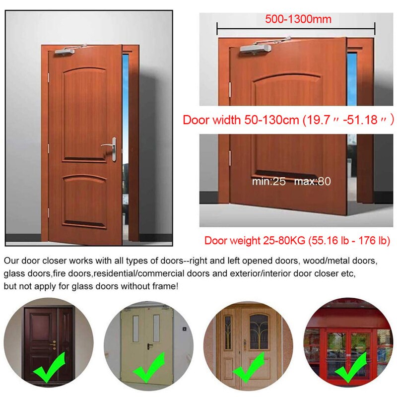 Automatyczne zamykanie drzwi, regulowana siła, urządzenie robić zamykania drzwi buforowych, zatrzymanie pozycjonowania 90 stopni, używane robić drzwi o wadze 25-80kg