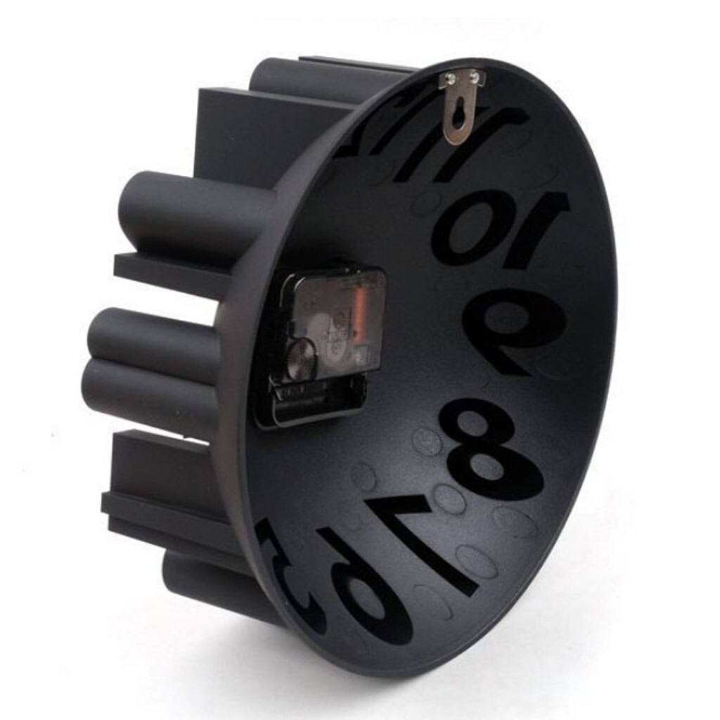 Modern 3D Wall Clock Kitchen Living Clock Decal Sticker Carved Battery Power Black