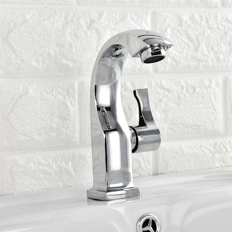1 Pc Kraan Duurzaam Eenvoudige Zilver Wastafel Water Enkel Gat Water Tap Sink Water Wastafel Klep Voor Badkamer Keuken