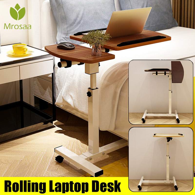 Mrosaa Foldable Computer Table 64x40CM Adjustable Portable Laptop Desk Rotate Laptop Bed Table Can be Lifted Standing Desk