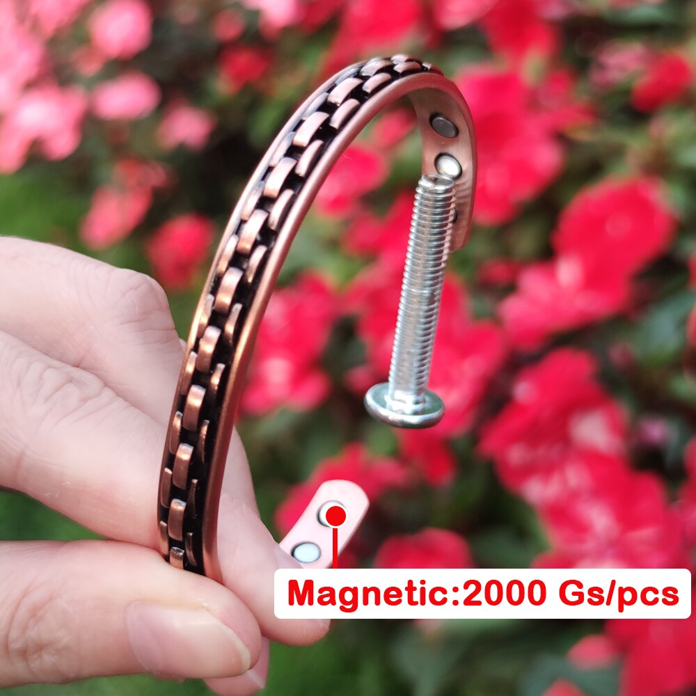 Magnetic Pure Copper Bracelet Male Adjustable Cuff Energy Magnetic Bracelet Benefits Wristband Stripe Health Men Bracelets Women