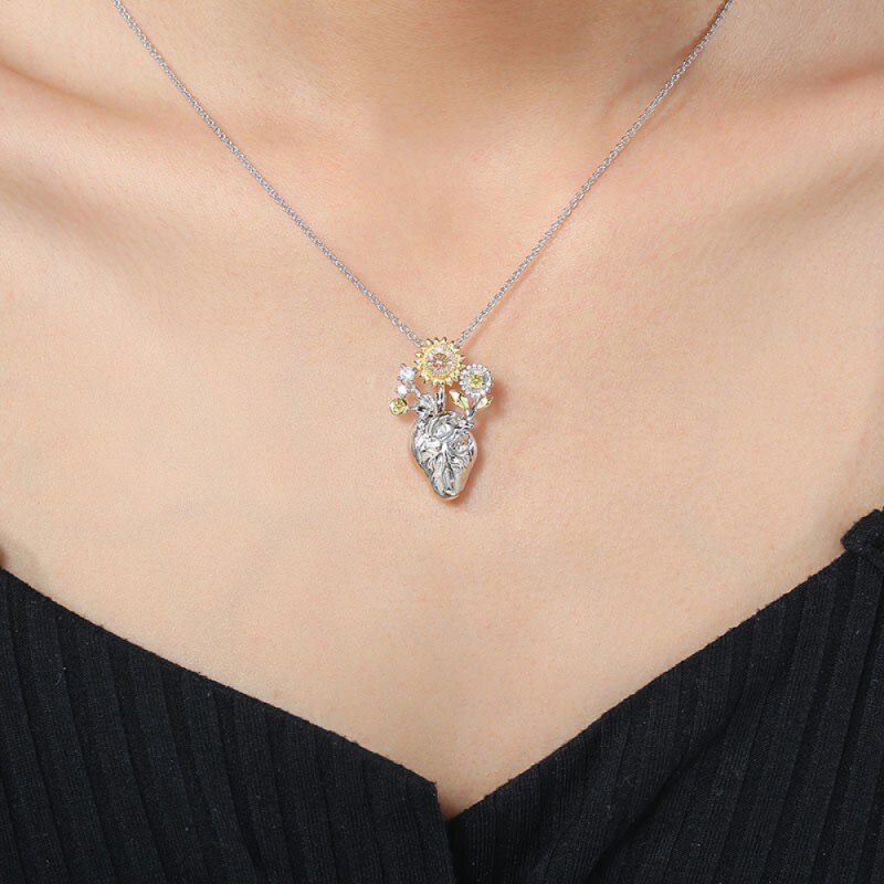 collier femme bijoux femme bijoux femme luxe Collier en forme de cœur pour femmes, joli pendentif en forme de tournesol, couleur, d&#39;anniversaire pour femme