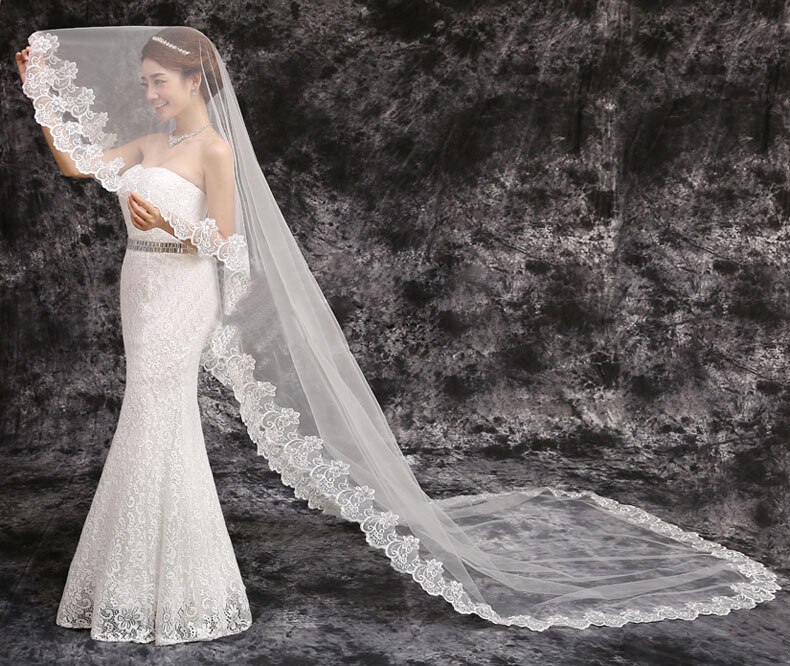 Popodion Wedding Veil Bride Veil Bride Married Lace Veil Wedding Accessories N1040