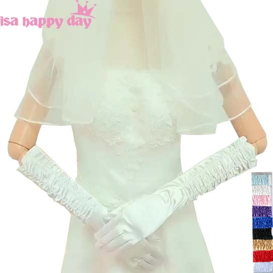 Bruiloft Accessoires In Voorraad Ivoor Wit Zwart Blauw Paars Lange Satijn Vinger Drape Bruid Bruiloft Handschoenen Bruids Handschoenen
