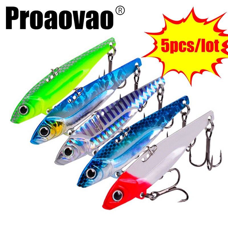 Lot d&#39;appâts en métal pour la pêche, leurre vibrant pour attraper des poissons tels que les bars, les brochets, les perches, les cigales, coulant, vibrant, avec lame, 7g, 12g, 17g, 5 pièces