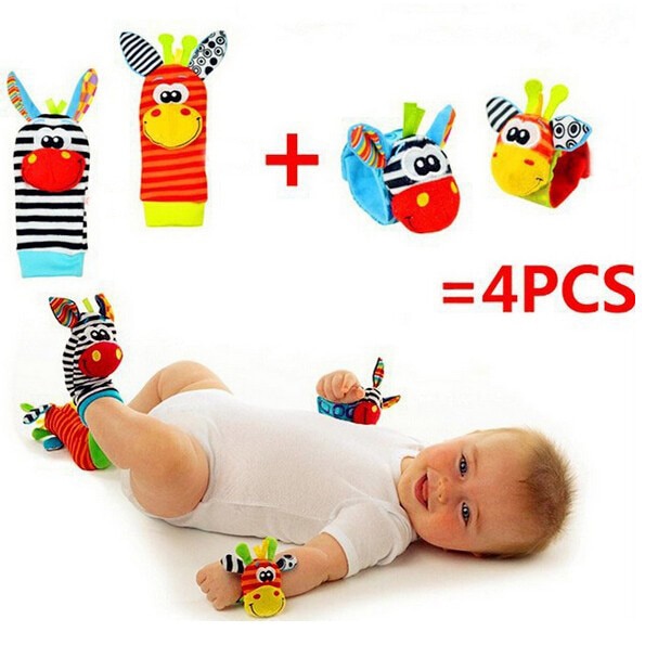 (4pcs=2 pcs waist+2 pcs socks)/lot,baby rattle toys Garden Bug Wrist Rattle and Foot Socks Toys For Baby