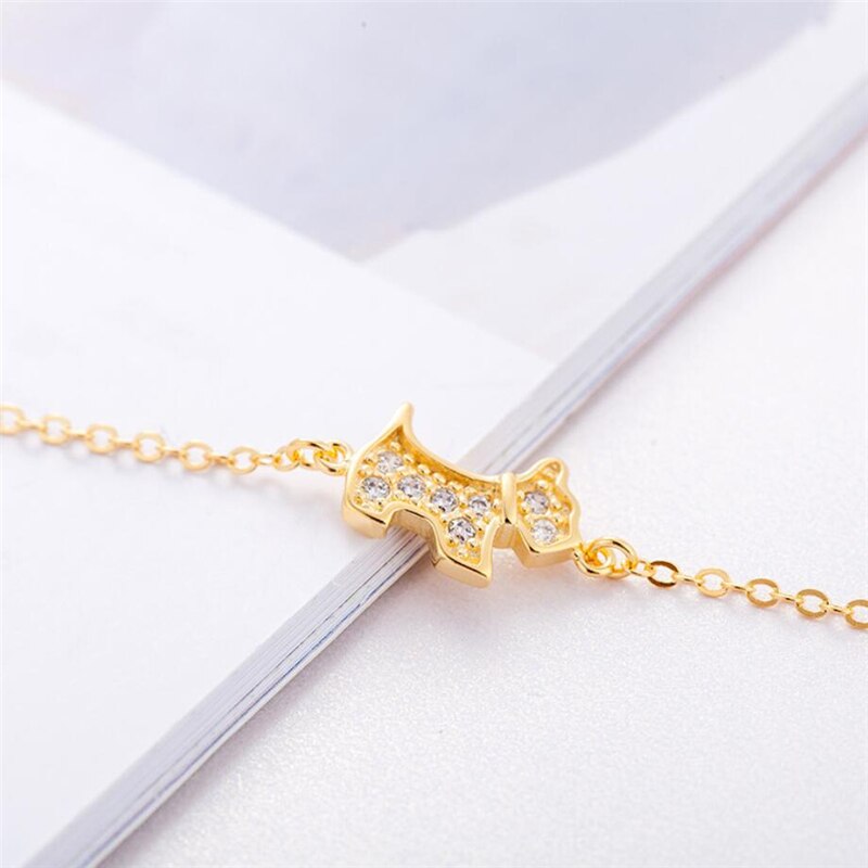 WYEAIIR-Pulseras ajustables de Plata de Ley 925 para mujer, PERRO DULCE de cachorro de circón exquisito Simple