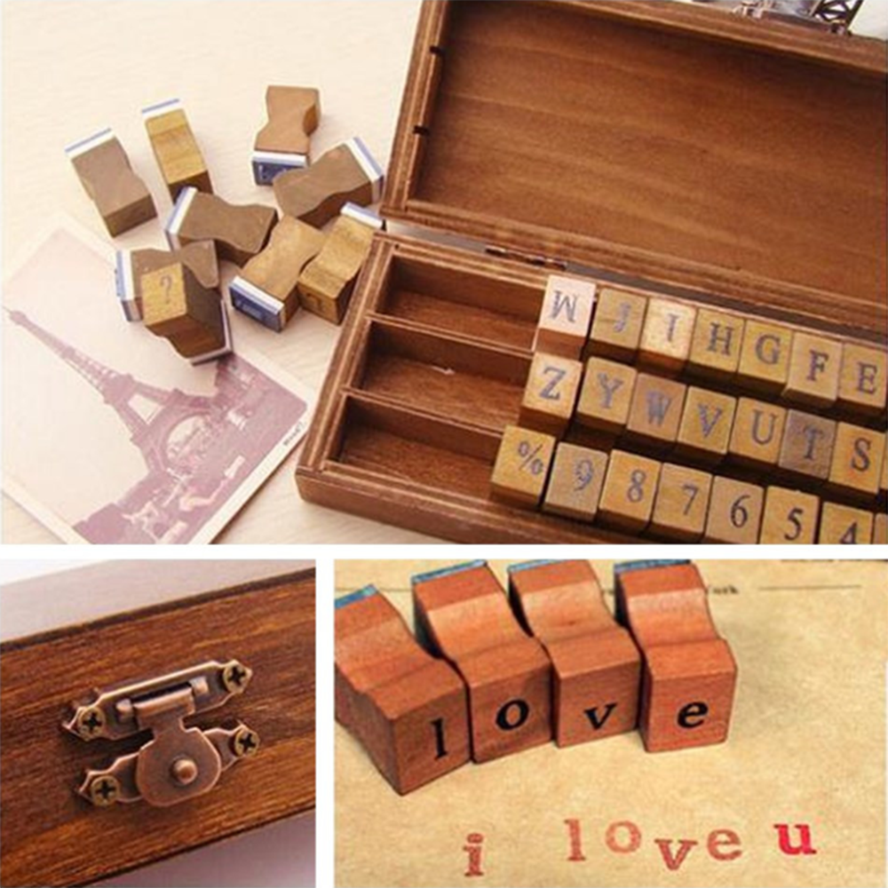 30 stk retro alfabet stempler store bokstaver små tre gummi journal stempel diy håndverk for scrapbooking stempel sett skolemateriell