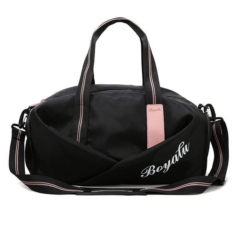 Saco de ginásio esportes feminino separação seca e molhada sapato posição formação yoga saco grande capacidade sacos viagem mão bagagem pacote homem: Black Travel Bag