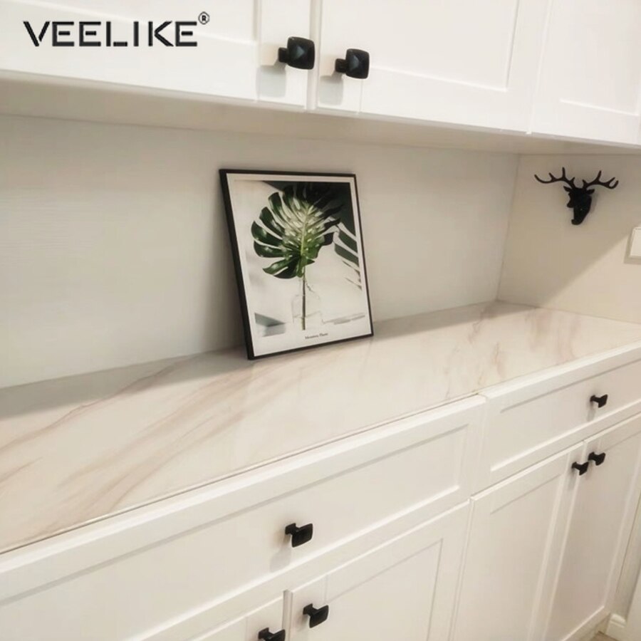 Neue Stil 1 Meter Wasserdichte Vinyl Marmor Tapeten Selbst-Klebstoff Moderne Wohnzimmer Küche Zauberstab Aufkleber DIY Raum Dekoration