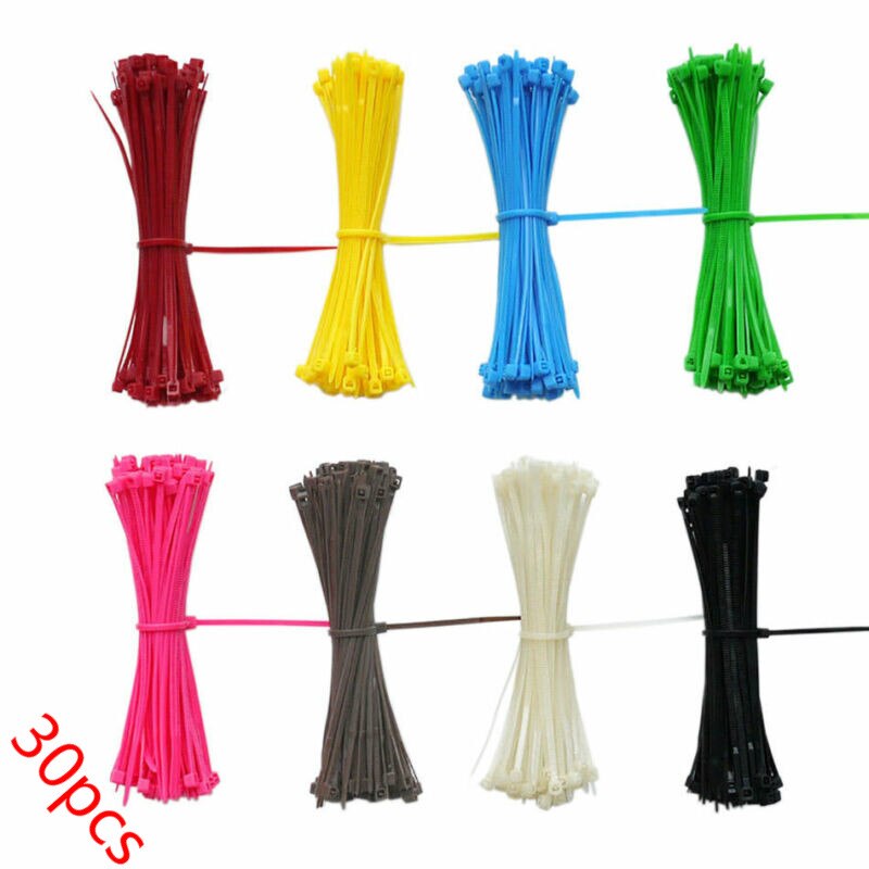 2.5/3X100Mm Meerdere Kleuren Cable Zip Tie Goedgekeurd Loop Wrap Bundleties Nylon Plastic Kabelbinders tie Wraps 30Pcs.