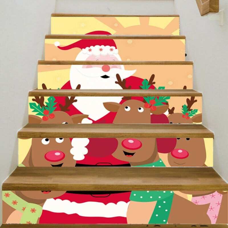 Stairway Stickers Family Stair Riser Decor 3D Christmas Decorative Stair Decal Stairs to Stick Home Decoration Posters