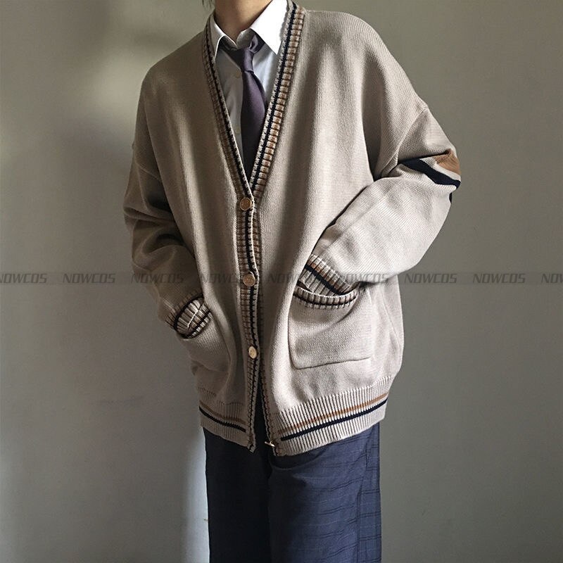 Cardigan en laine tricoté à manches longues pour homme et femme, pull kaki, ample et , collection automne et hiver