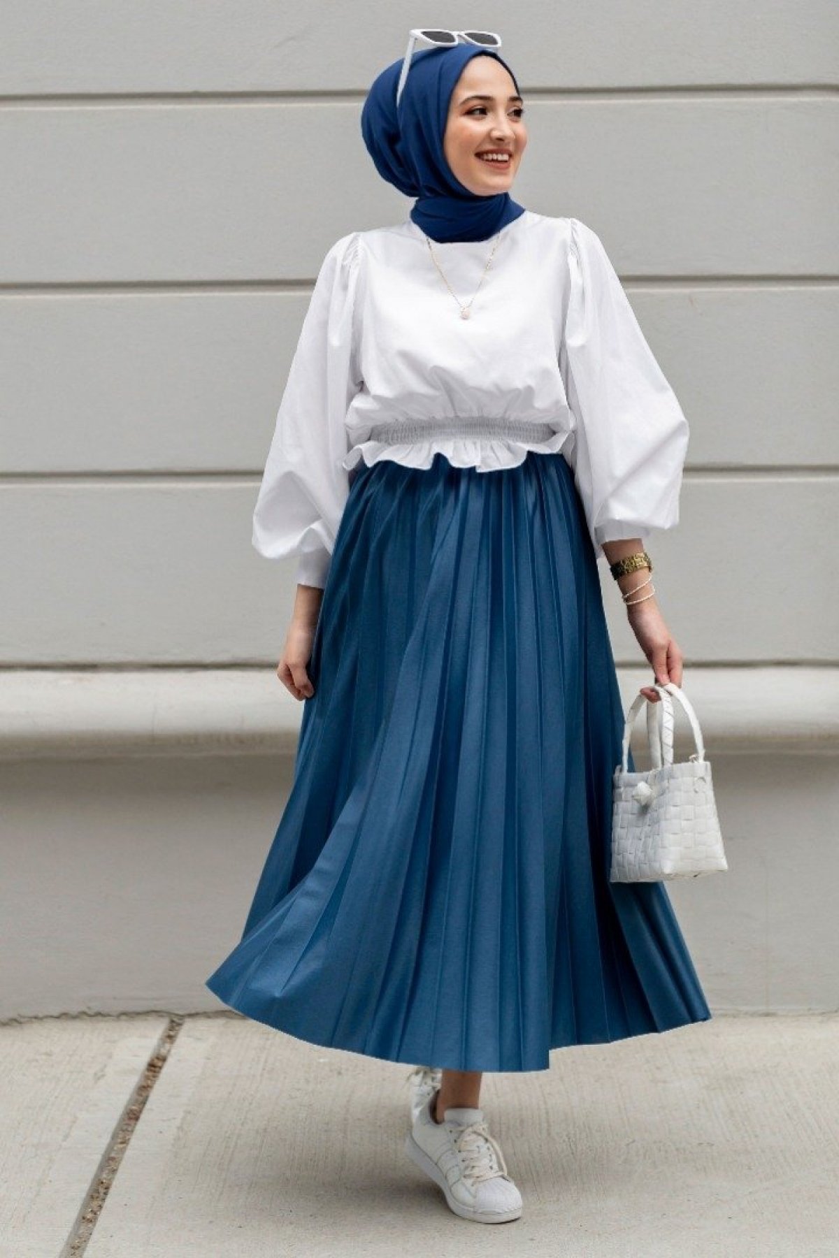 Abayas musulman robe Hijab 2 pièces, 4 saisons, vêtements islamiques, Caftan, Ramadan, dubaï, fabriqué en turquie: Indigo / 40-42