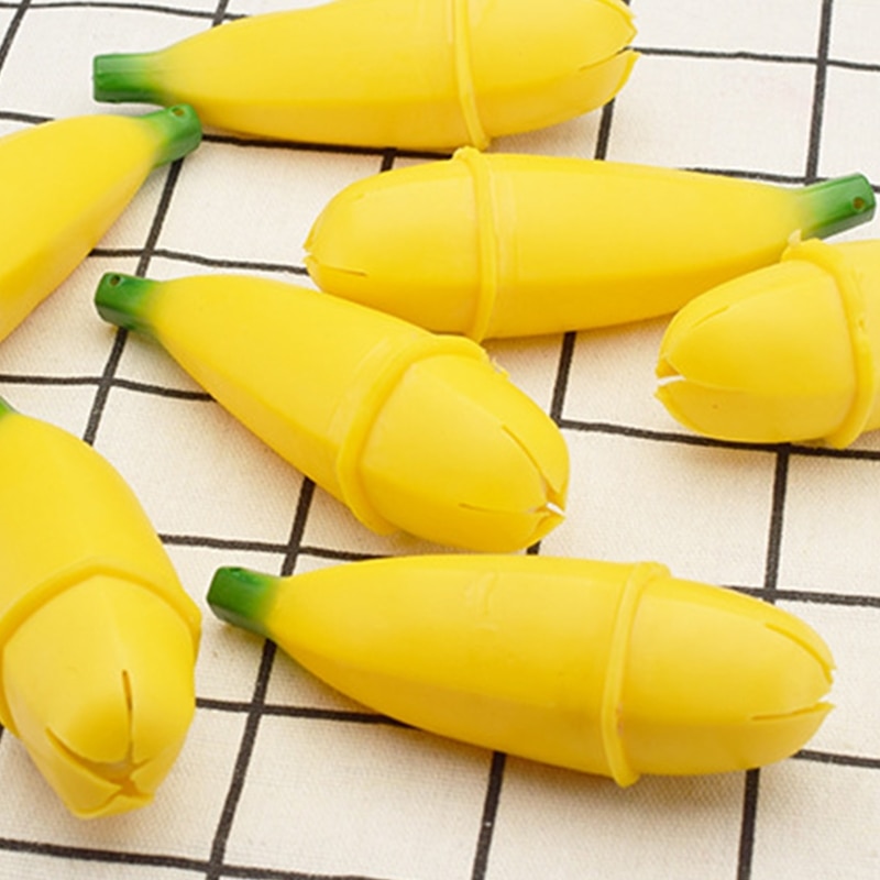 Juguete antiestrés para niños pequeños, Bola de exprimir a mano, plátano en miniatura, juguete para aliviar el estrés, juguete realista para pelar