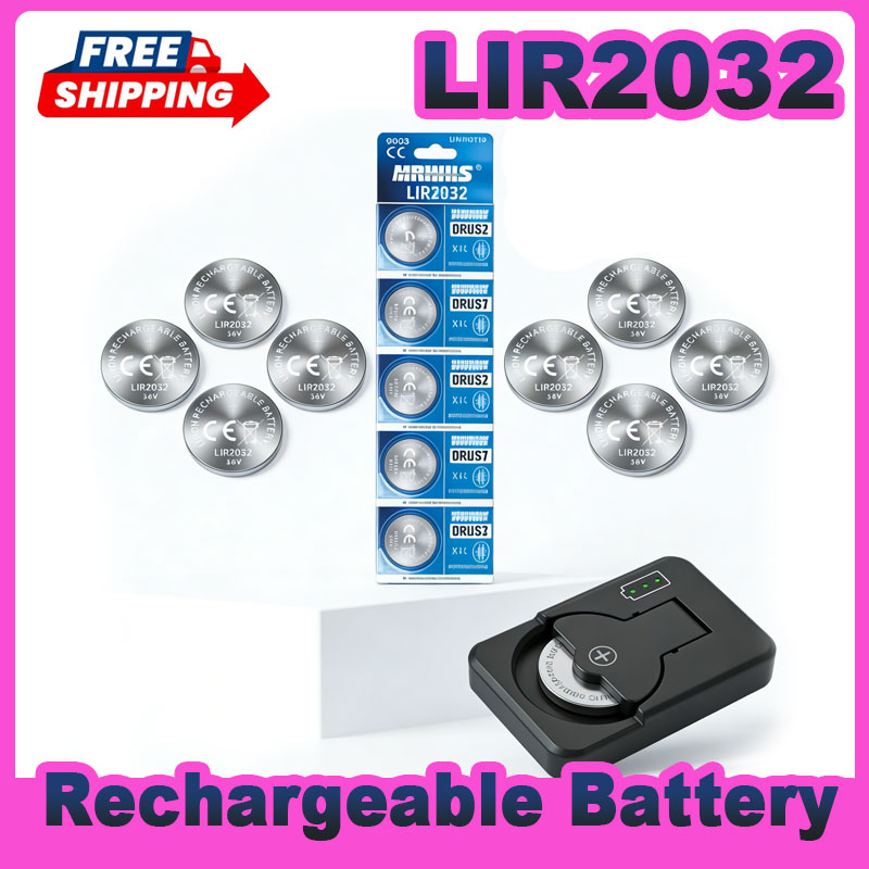 Bateria de Lítio Recarregável LIR2032 3.6V 1-10PCS Célula Botão 2032 para Chaves de Carro