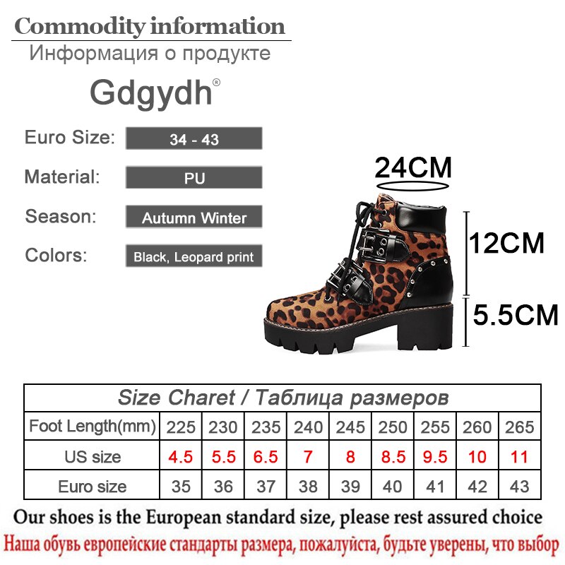 Gdgydh Schnalle Schwarz Gothic Stiefel Frau Punk Lace-up Chunky Heels Damen Kurze Stiefel Komfortable Neue schiff