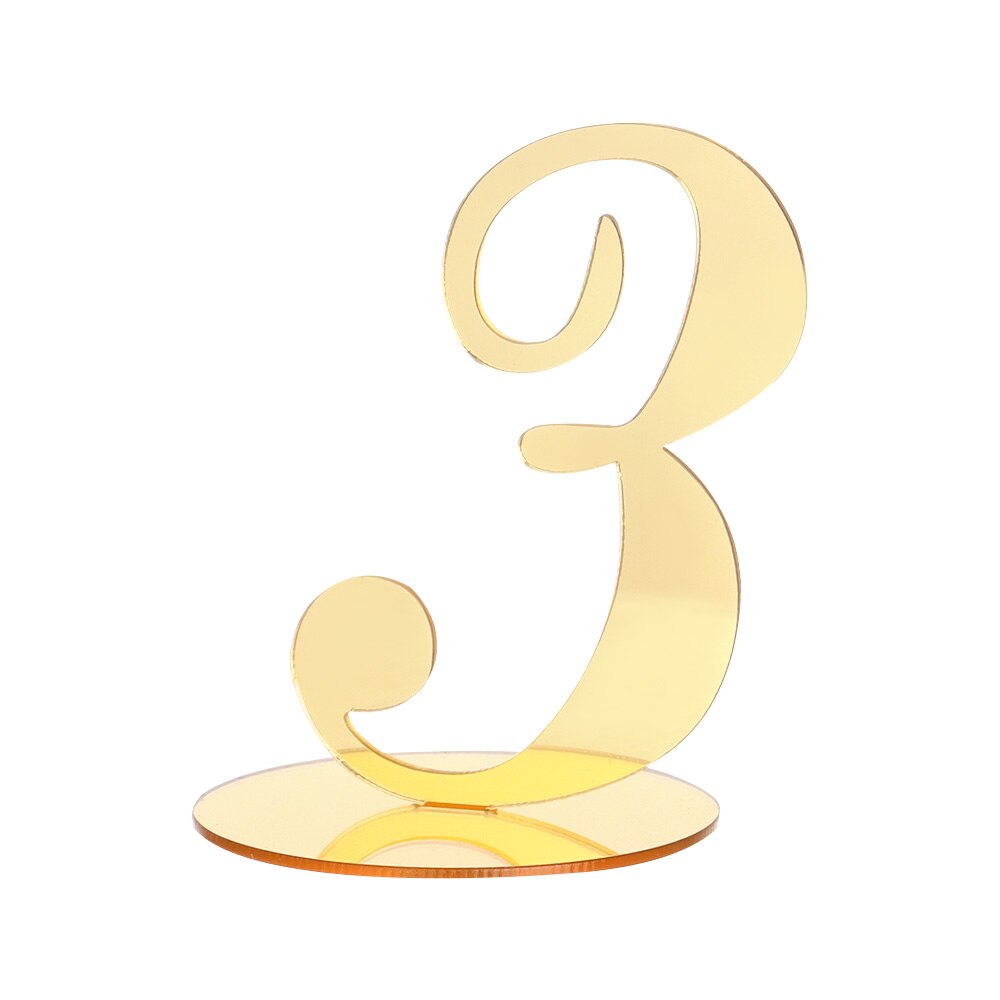 1pc Acrylic Table Numbers DIY Romantic Gold Table Sign Seat Card For Wedding Birthday Party Decoration: 3