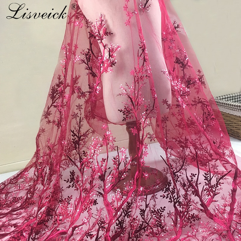 Pailletten Borduurwerk Franse Netto Kant Stof 3D Bloem Tulle Lace Afrikaanse Kant Stof Voor Bruiloft Nigeriaanse Party Dress