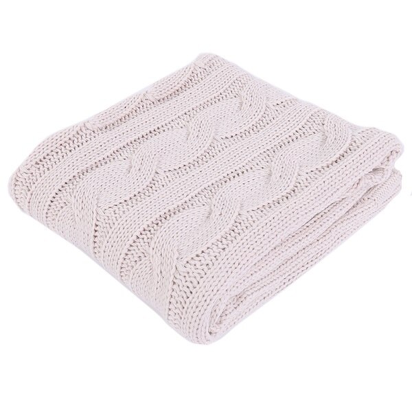 Battilo Cable Knit Throw Blanket, Acrylic Soft Cozy Snuggle TV Blanket, All Seasons Suitable for Adults and Kids, 50"x60": White