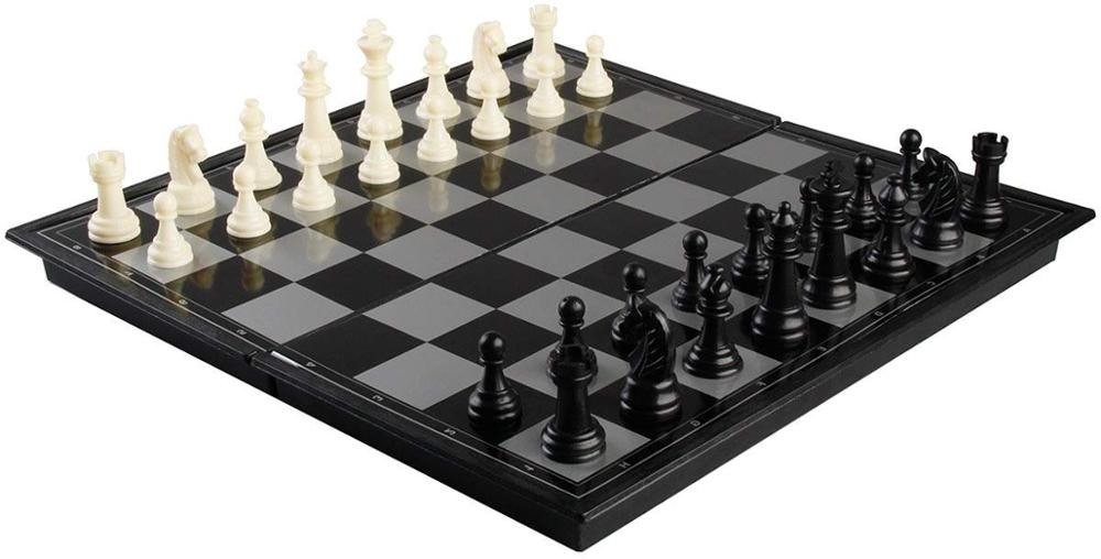 AMEROUS 12" x 12" Travel Magnetic International Chess Set with Folding Chess Board