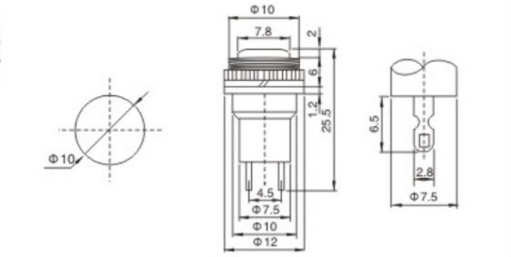 10 pcs/lot DS-314 10 MM 250V 0.5A Push Button Switch Metal Tactile Self-Reset Micro Interruptor Bouton Poussoir