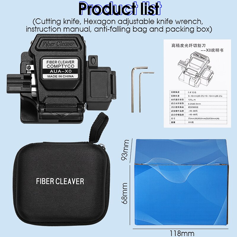 AUA-X0 High-precision fiber cleaver with waste fiber box, fiber optic cable cutter, fiber fusion splicer cutter