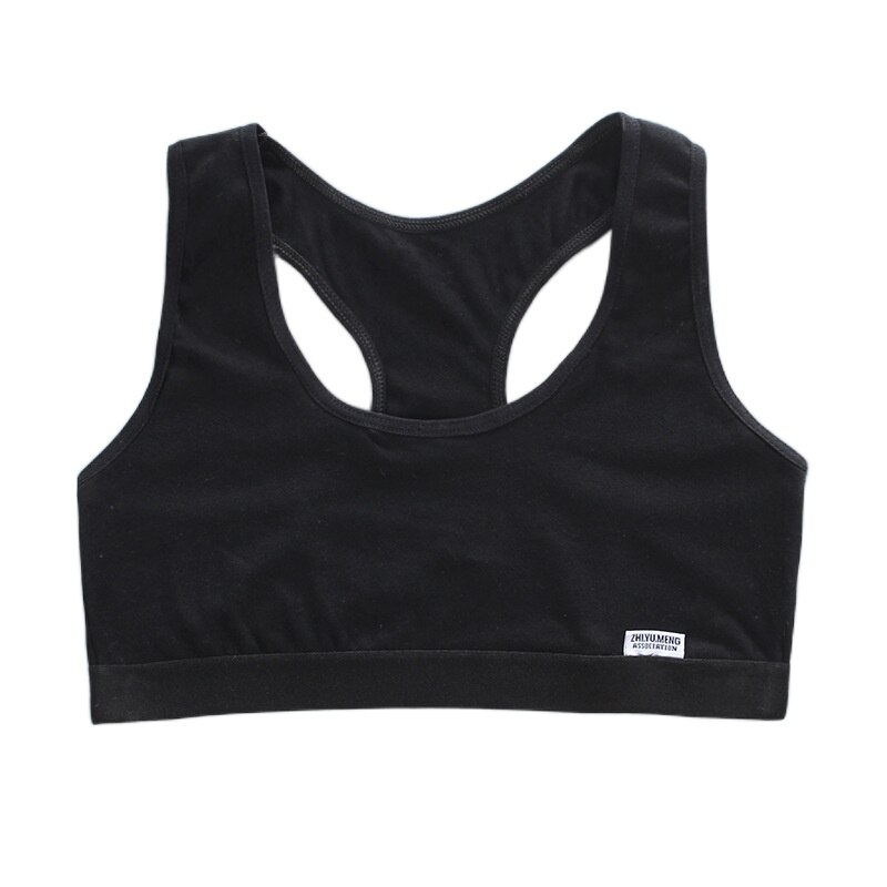 Sujetadores de entrenamiento para niñas de 12 años, ropa interior suave, accesorios transpirables, sujetadores deportivos para adolescentes de 8-15 años, 2 uds.: A Black