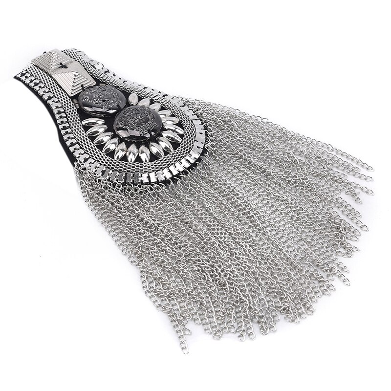 British Style Brooch Small Suit Shoulder Strap Multi Tassel Rivet Epaulet Epaulette Pin On Women Men Suit Accessories: sliver