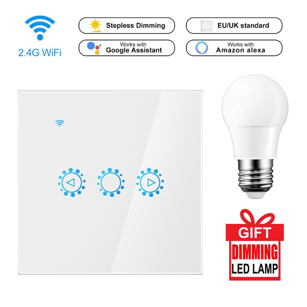 Dimmer Led 220 v Smart Ewelink Wifi interruptor Control táctil atenuador sin pasos con bombilla Compatible con Alexa Google asistente
