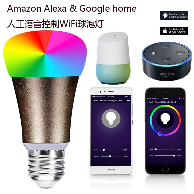 Smart Home WiFi Gloeilamp Mobiele APP Afstandsbediening Energiebesparende LED Lamp Alexa Voice Lamp dimmen LED Lamp
