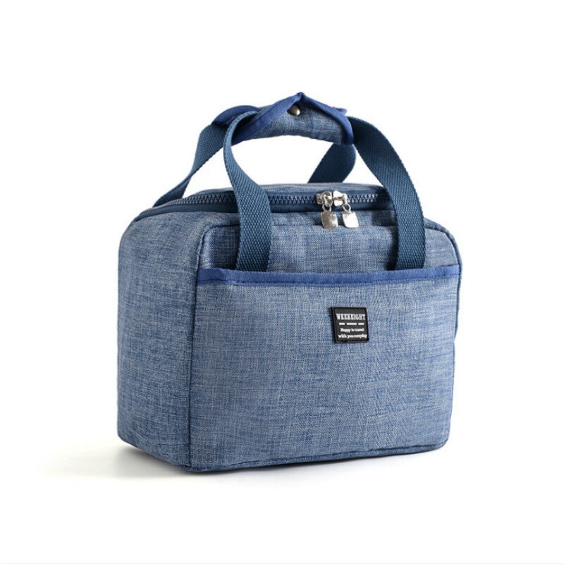 Fiambrera portátil con aislamiento térmico, bolso de mano, enfriador, contenedor de cena, bolsas de almacenamiento de alimentos escolares: Blue