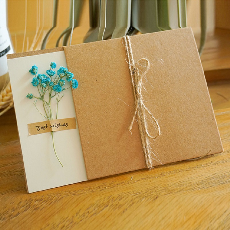 1Pack 17*12cm Kraft leer getrocknete blumen Geburtstag Karte für Weihnachten hochzeit einladung karte grußkarten mit sonnenblume Rose: 4
