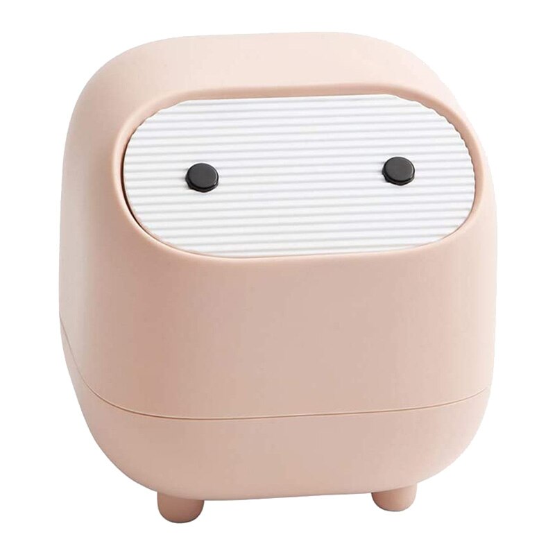 Mini Papelera para escritorio con tapa, organizador extraíble tipo prensa, Cubo de almacenamiento de escritorio: Pink